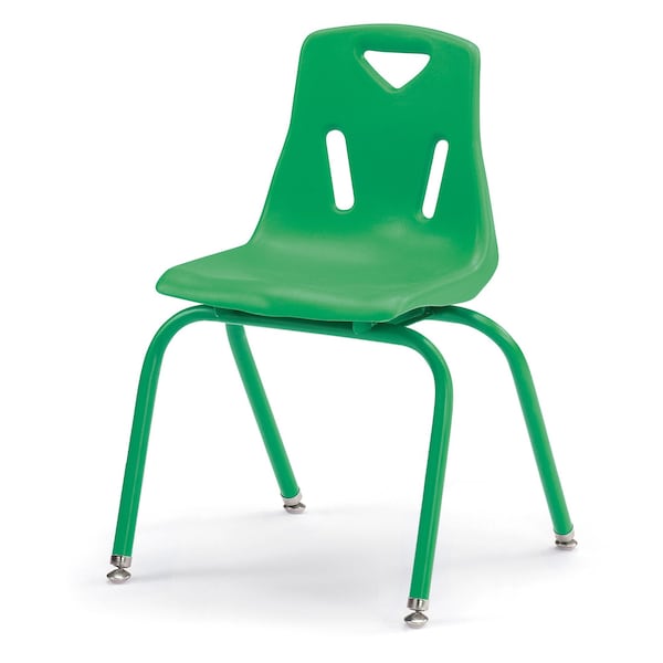 Berries Stacking Chairs with Powder-Coated Legs, 16 in. Ht, Set of 6, Green